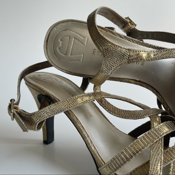 ETIENNE AIGNER Gold Strappy Heels - Picture 9 of 11